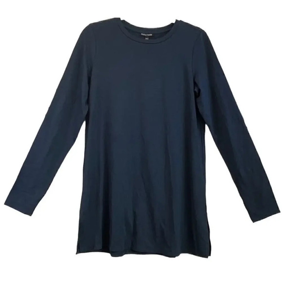Eileen Fisher Womens XS Dark NavyCrew Neck Tunic Long Sleeve Top New
